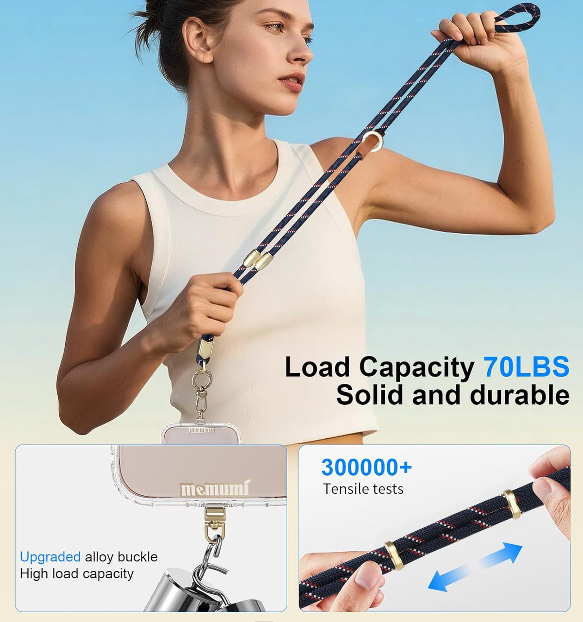 memumi 3 in 1 Universal Adjustable Phone Lanyard, Crossbody Neck Wrist Strap for All Smartphones, Anti-Theft Secure Lanyard
