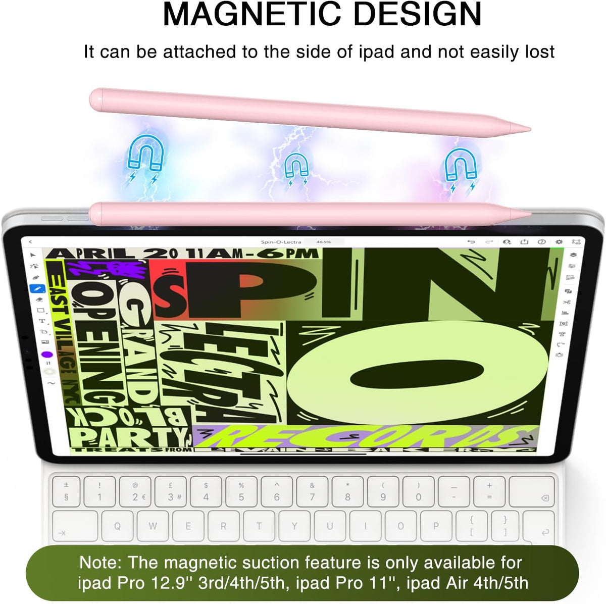 Pen for iPad 2018-2025, HATOKU 15 Mins Fast Charging Pencil 1st Gen with Tilt & Palm Rejection Compatible with iPad Air 3/4/5/M2/M3, iPad mini 5/6, iPad 6/7/8/9/10/11, iPad Pro 11"/12.9"/M4 (Pink)