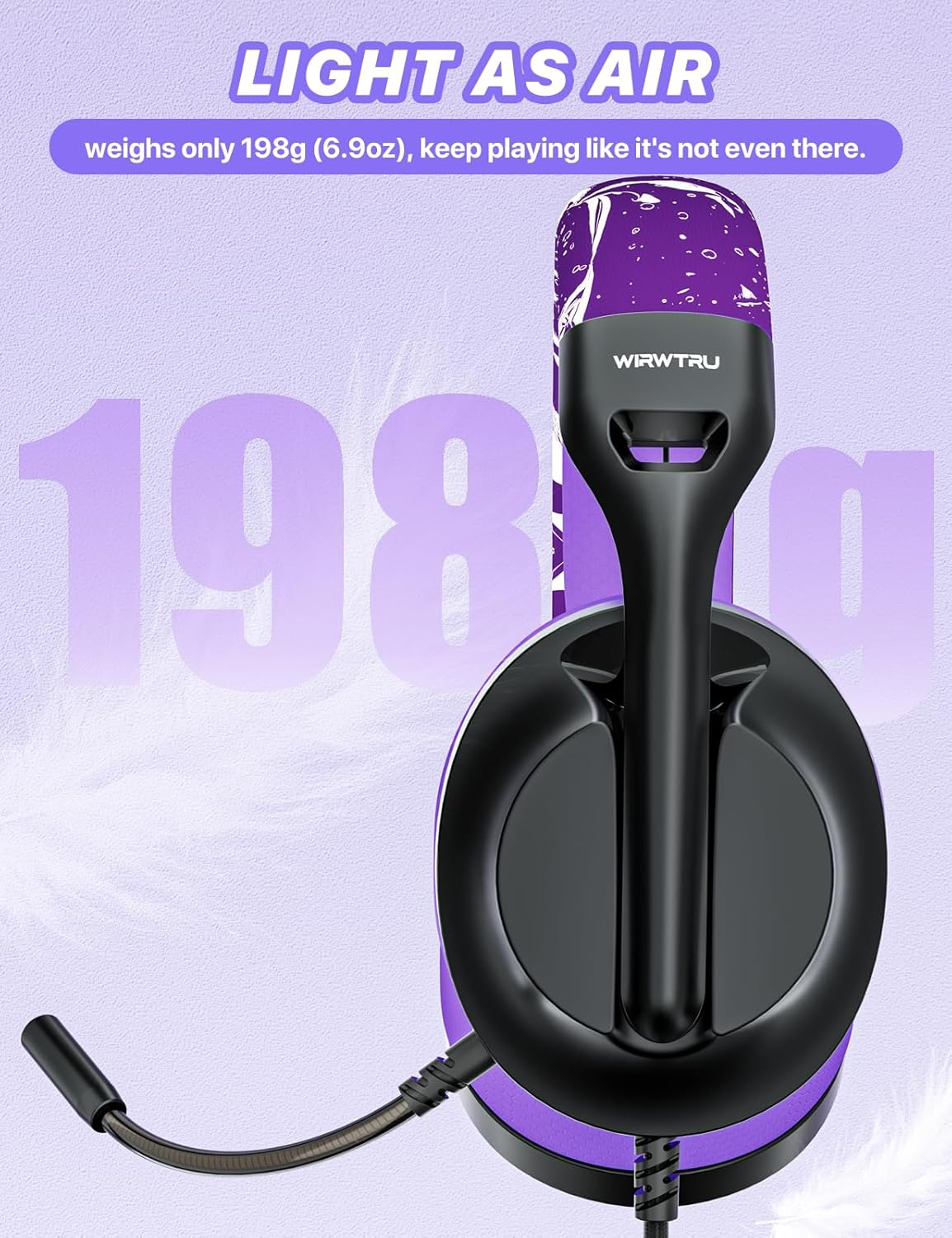 S30 Gaming Headset with Microphone,198g Lightweight Design, Wired Gaming Headphones for Xbox, Xbox Series X|S, PS5, PS4, Switch, PC, Noise Cancelling Mic, Soft Earmuffs (Purple)