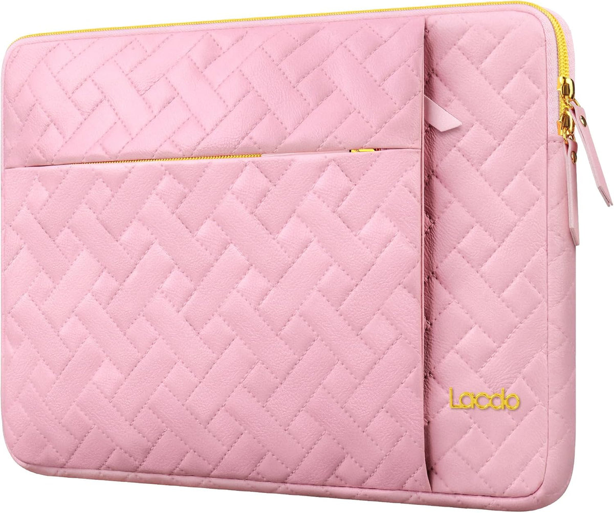 Lacdo Laptop Sleeve Case for 15 inch New MacBook Air M4 A3241 2025, M3 A3114, M2 A2941 2024-2023, 15 inch MacBook Pro A1990 A1707, Dell XPS 15 Plus Computer Bag with Accessory Pocket, Sakura Pink