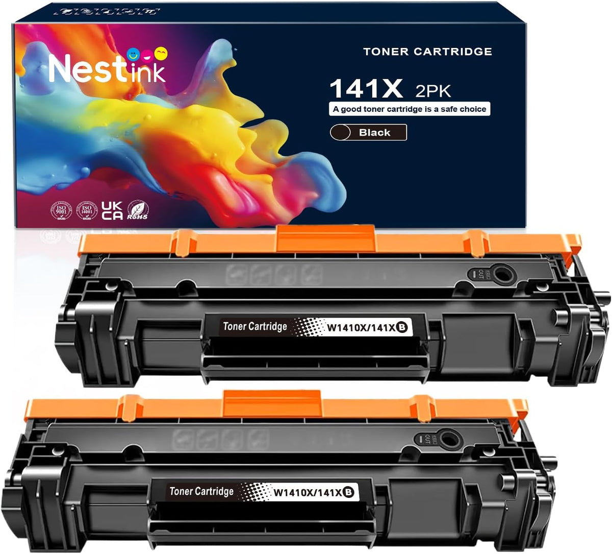141X Compatible Toner Cartridge Replacement for HP 141X Black Toner Cartridge for HP W1410X 141A 141 Works with HP M110w, MFP M140w, MFP M139w Printers (2-Pack, with Chip)