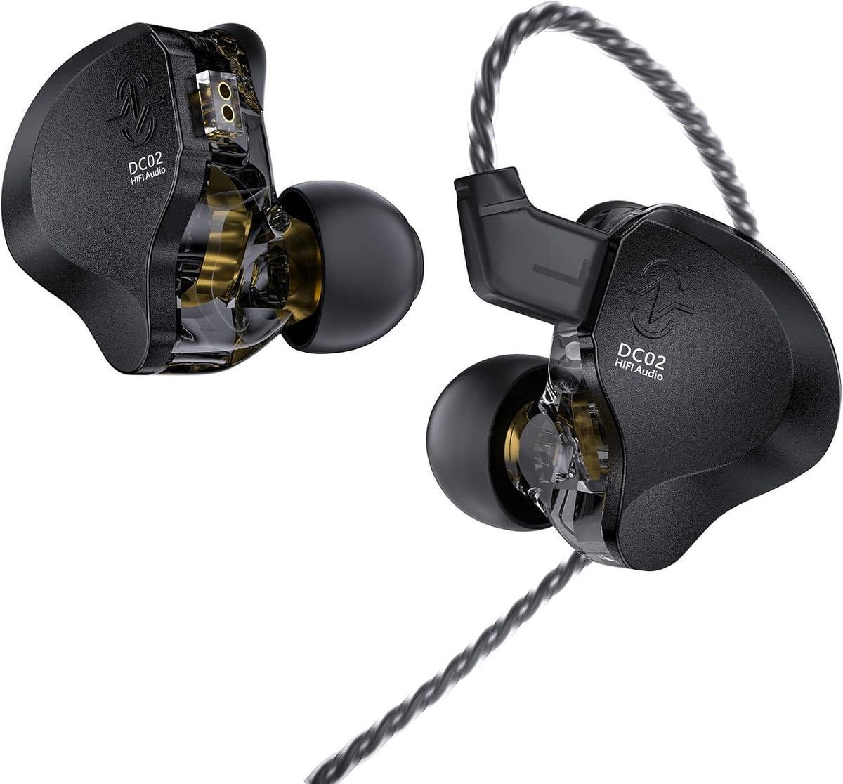 in Ear Monitor Headphones,CCZ DC02 In Ear Monitor Dual Magnetic Circuit DD Wired Earbuds ,Professional Hifi Earphone,Stereo Sound Gaming Earbud,IEM for Gaming,CCZ IEM Earphone for System(Black,No MIC)