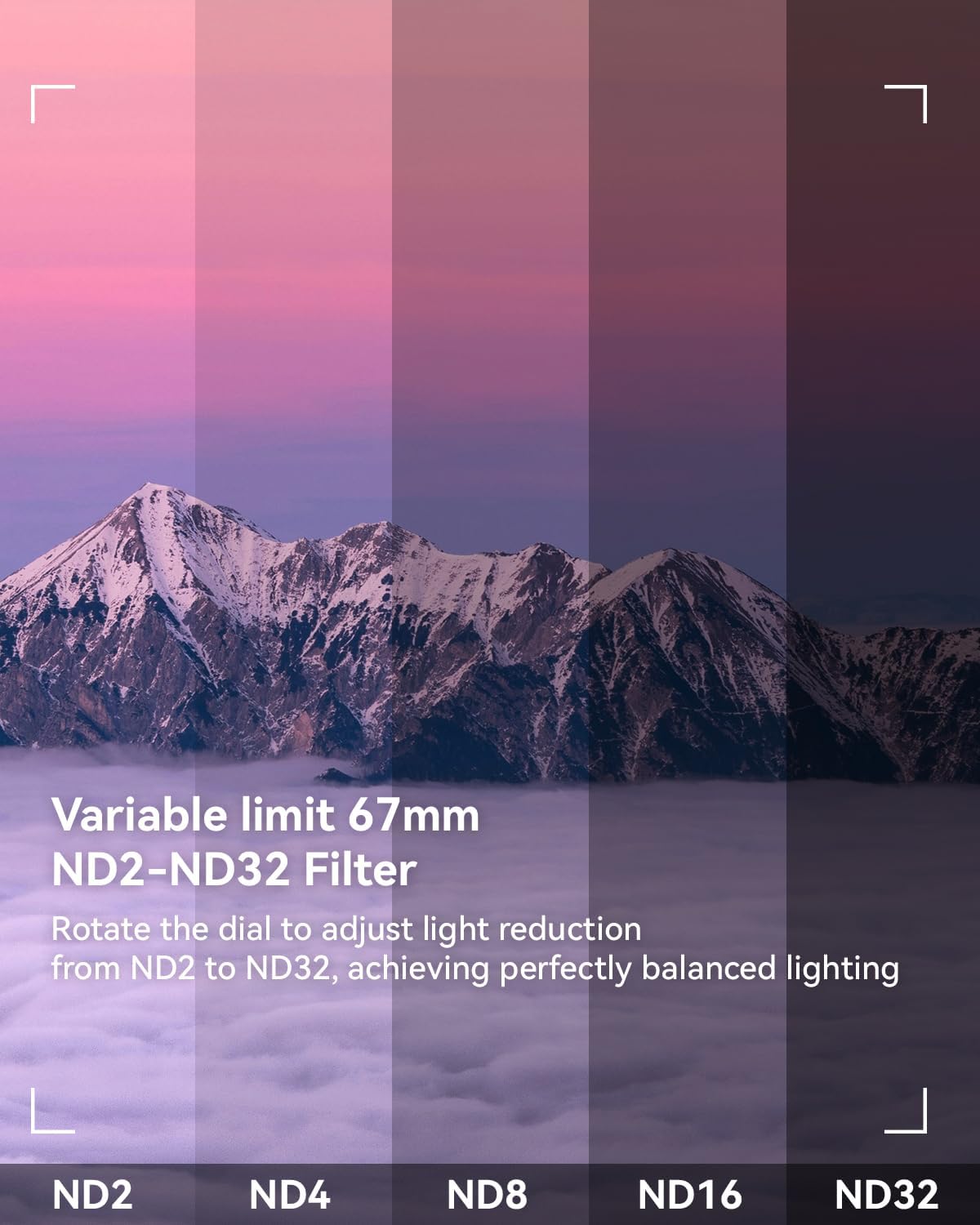 67mm Variable ND2-32 Filter for iPhone/DSLR - Cellphone Neutral Density Lens Attachment with Universal Clip, Compatible with iPhone 16/15/14/13 Pro Max, Samsung Galaxy, Huawei, etc.