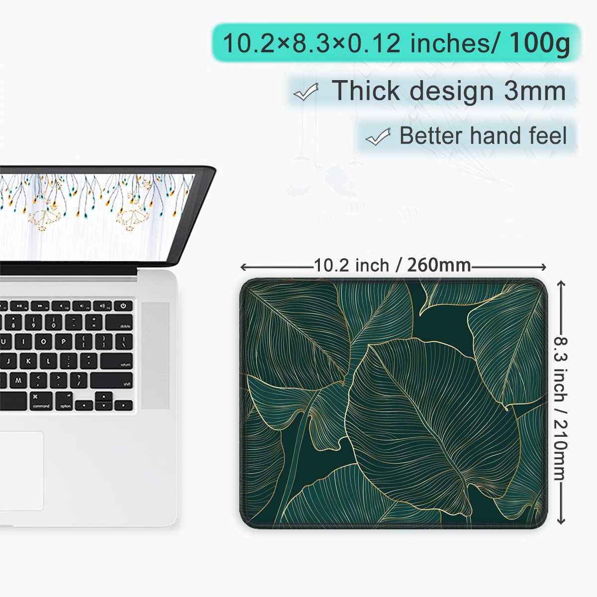 ITNRSIIET Mouse Pad with Stitched Edge Premium Textured Smooth Precise Operation Waterproof Washable Non-Slip Rubber Base Desktop Protection Mat, 10.2×8.3×0.12 inches, Palm Texture