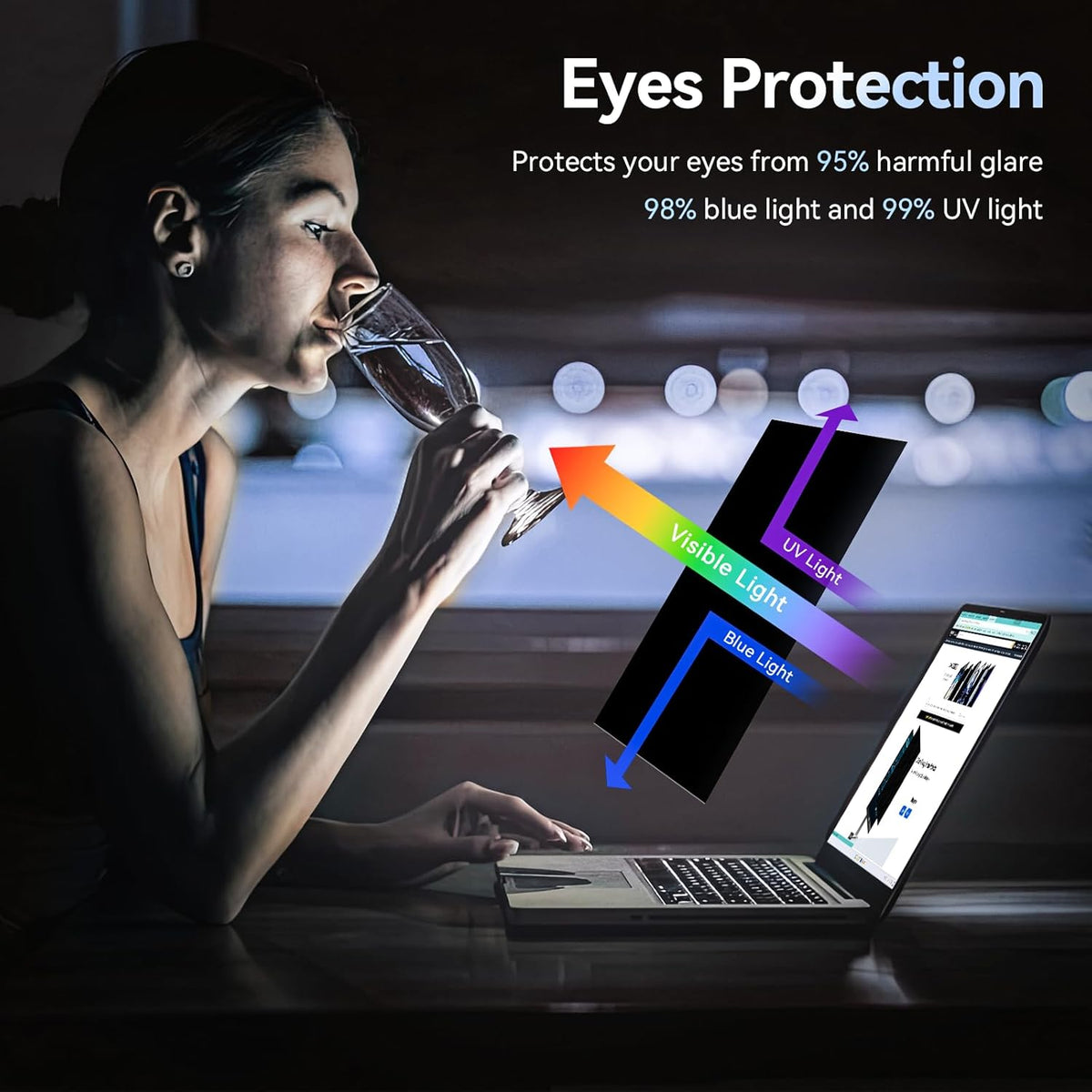 13.3 Inch Laptop Privacy Screen Compatible With Lenovo Hp Dell Acer Asus Thinkpad Envy Xps, 16:9 Aspect Removable Anti Glare Blue Light Filter Protector,13 in Computer Monitor Privacy Shield