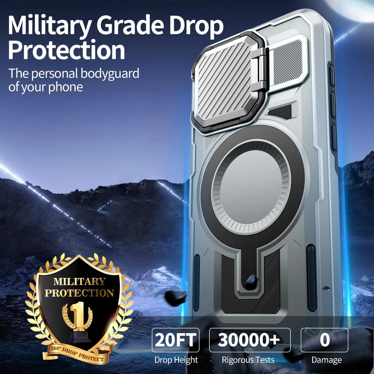 Camera Stand Case for iPhone 16 Pro Max, [Compatible with MagSafe] [Lens Cover] 2024 Version Military Grade Protective Soft Case for iPhone 16 Pro Max 6.9 inch Men Women, Grey