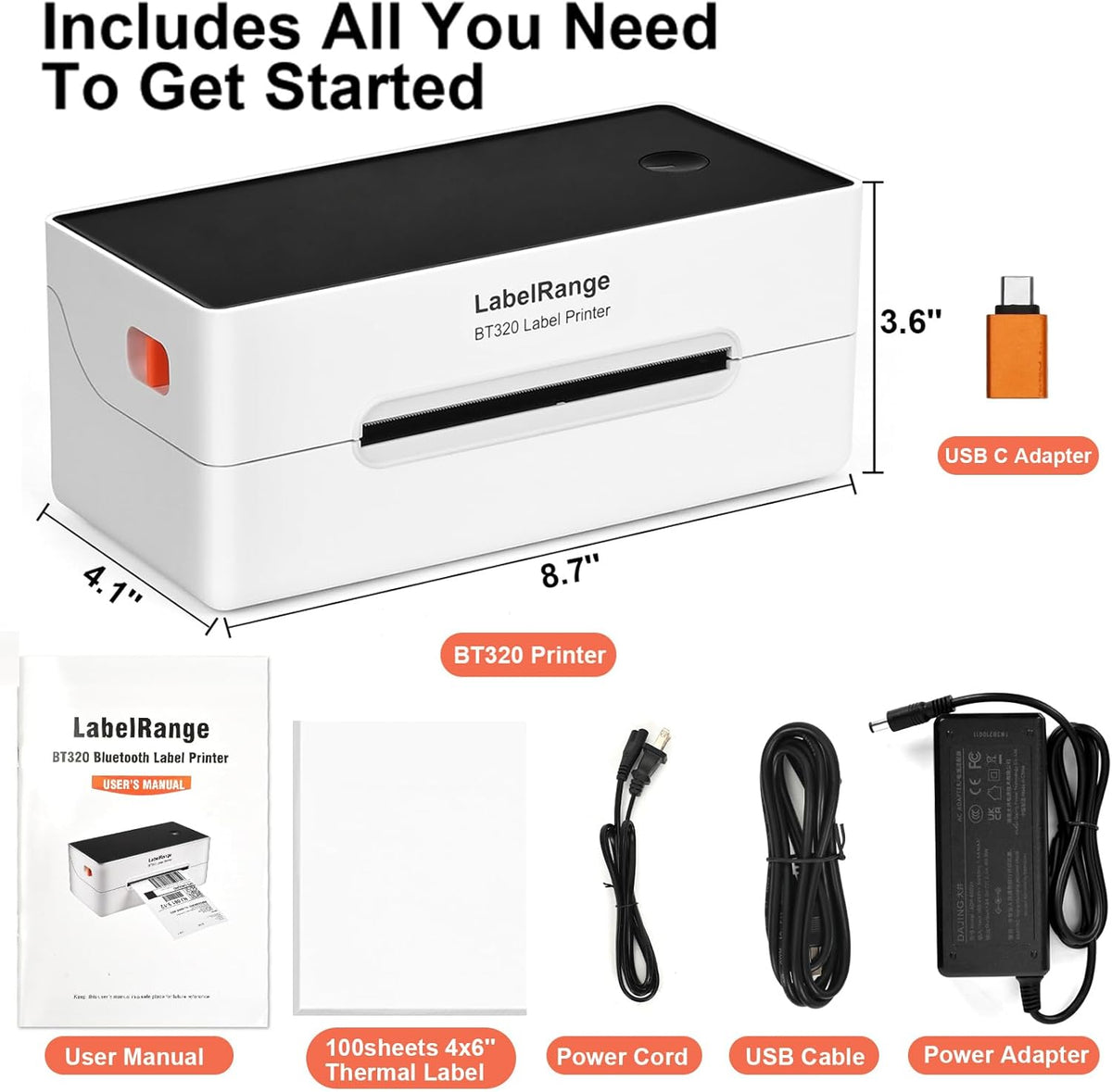 Ecommerce Label Printer 4x6, Bluetooth Thermal Shipping Label Printer, Compatible with Android&iOS and Windows, Support Amazon, Ebay, Shopify, Etsy, Whatnot, USPS, Pirate Ship, Shippo