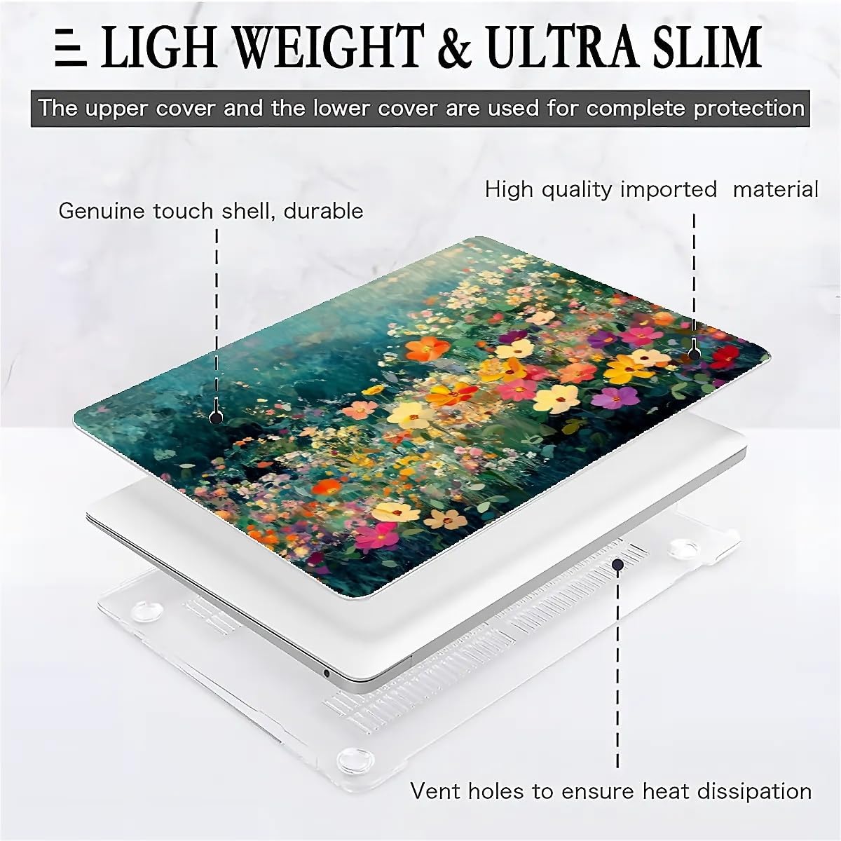 Compatible with MacBook Air 13.3 13.6 Inch Case 2022 2021 2020 2019 Plastic Hard Shell Case Cover,13.3 Pro(A1706/A1708/A1989/A2159/A2289/A2338), Spring Flowers