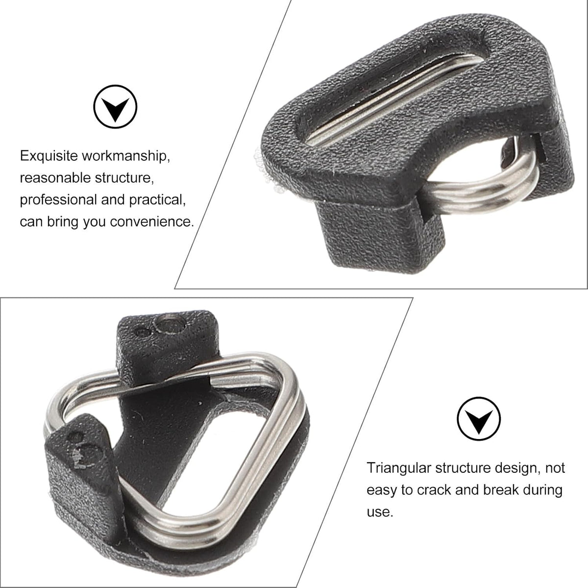 4 Sets Metal Triangle Split Ring Hooks for Camera Straps with Brackets, Heavy-Duty Triangle Ring Hooks for Mirrorless