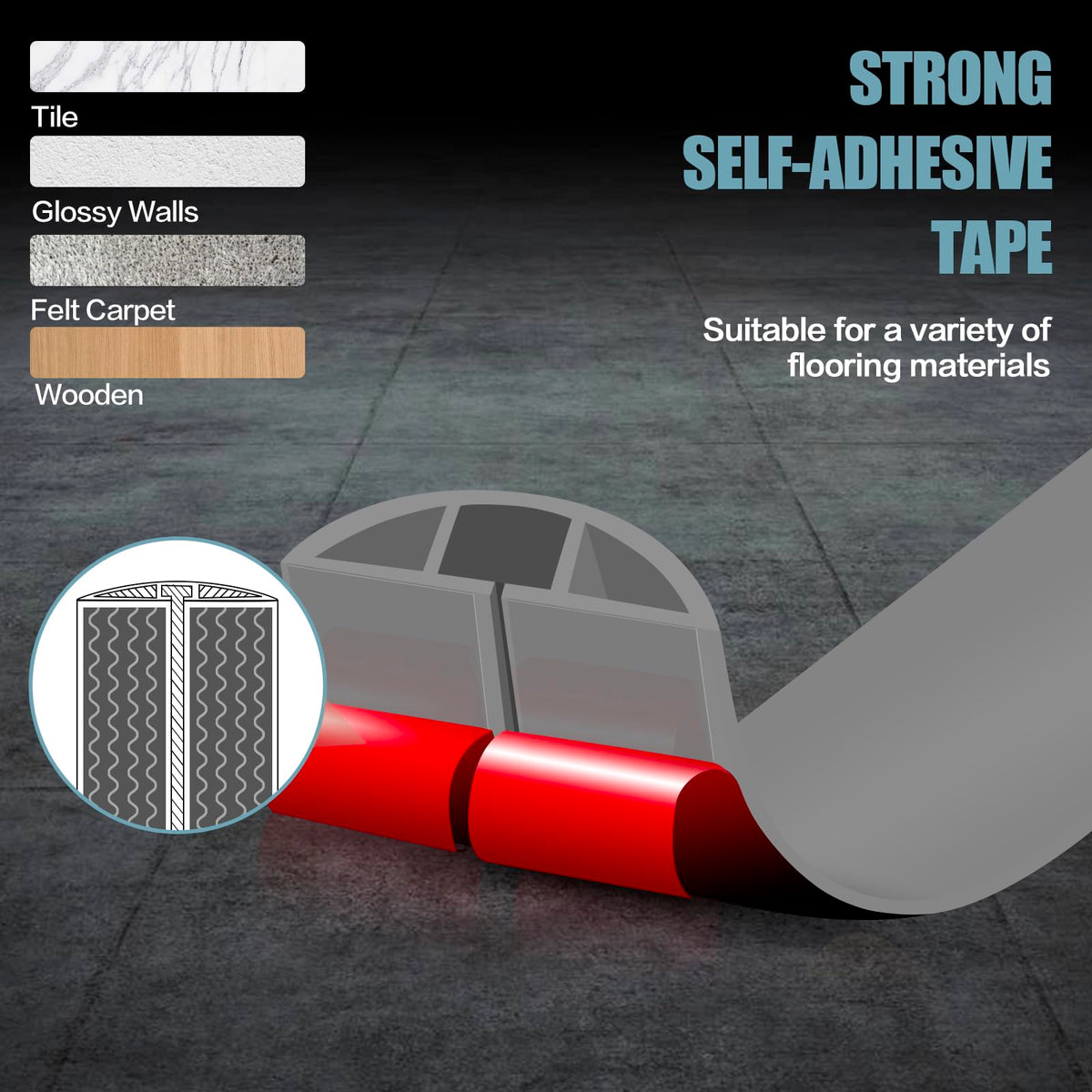 Floor Cord Cover Self Adhesive Cord Hider,10FT Cable Management, Extension Strip Protector for Wires, Prevent Cable Trips for Offices, Gyms, Exhibitions Cavity:0.39"(W) x 0.27"(H) Gray