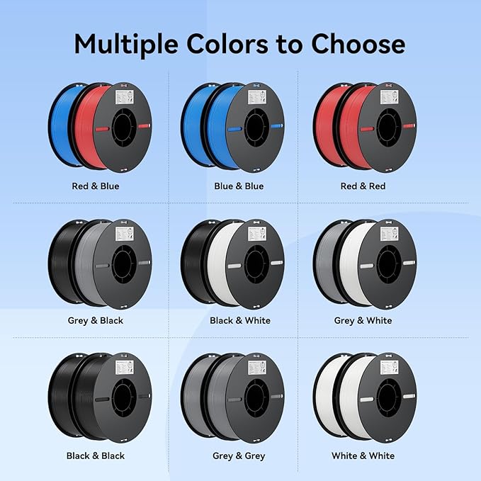 Creality PLA Filament 1.75mm PLA 3D Printer Filament 2kg Cardboard Spool (4.4lbs) Dimensional Accuracy +/- 0.02mm Fit Most FDM Printer (Red &amp Blue 2-Pack)