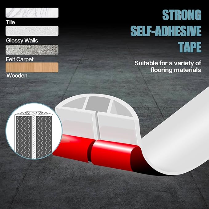 Floor Cord Cover Self Adhesive Cord Hider,10FT Cable Management, Extension Strip Protector for Wires, Prevent Cable Trips for Offices, Gyms, Exhibitions Cavity:0.39"(W) x 0.27"(H) White