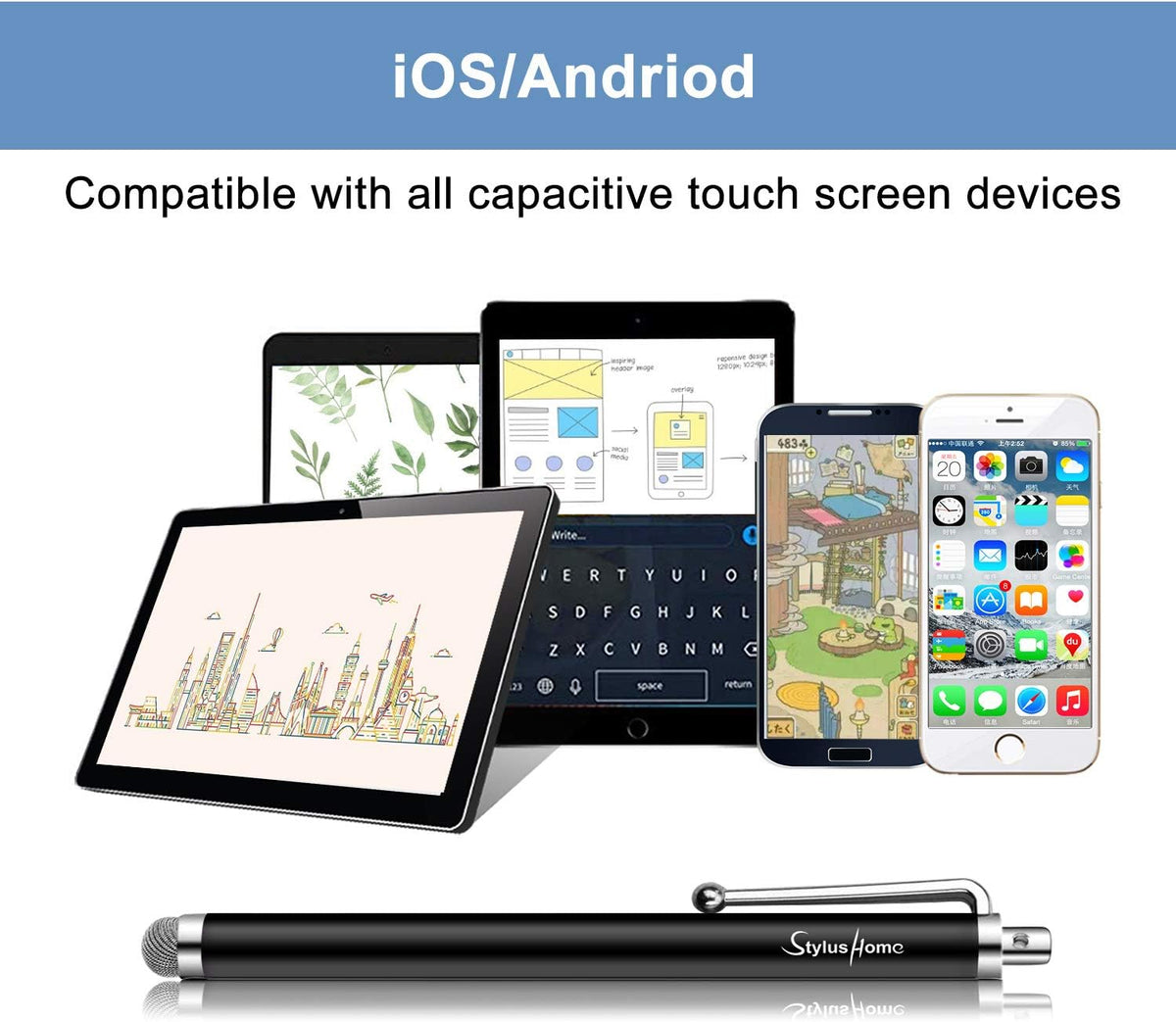 10 Pack Stylus Pens for Touch Screens, Mesh Fiber Tip Stylus Pens for ipad iPhone Tablets Samsung All Precision Capacitive Universal Touch Screen Devices