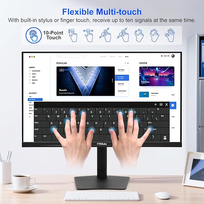 32 Inch Large Touchscreen Monitor QHD 1440P 100HzUSB-C HDMI DisplayportHeight/Swivel/Tilt/Rotating Adjustable Stand IPS Multi-Touch PC Monitor for mall Office Gaming