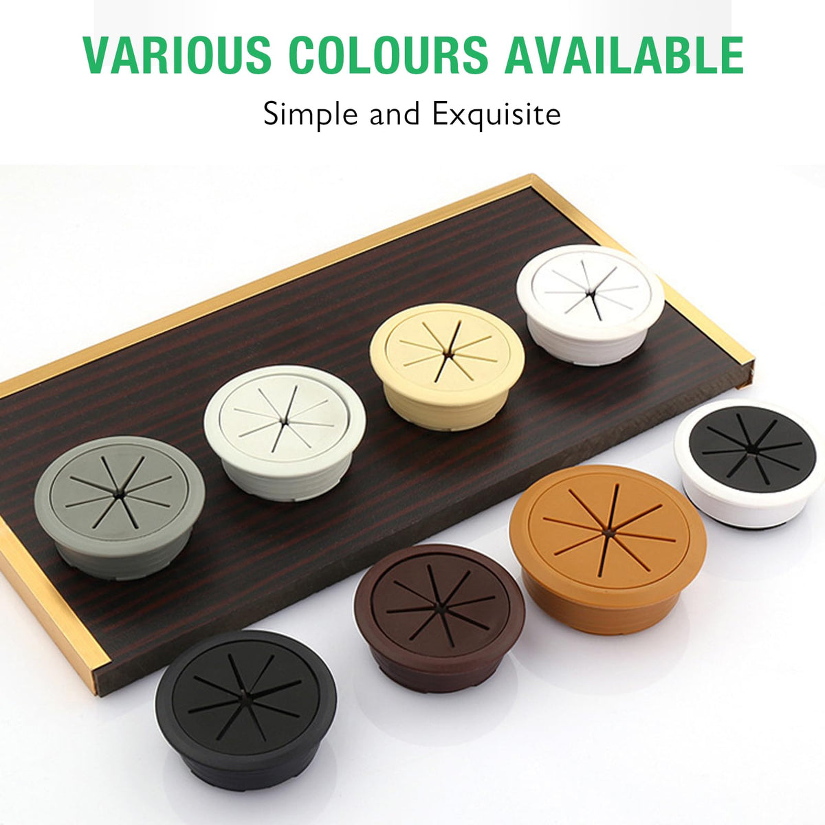 EASYEAH 5 Pcs Desk Grommet 2" / 50 mm, Desk Hole Cover for Cables Brown, Cable Grommet ABS Plastic, Desk Hole Grommet for Home & Office Pc, Detachable Cable Cord Organizer