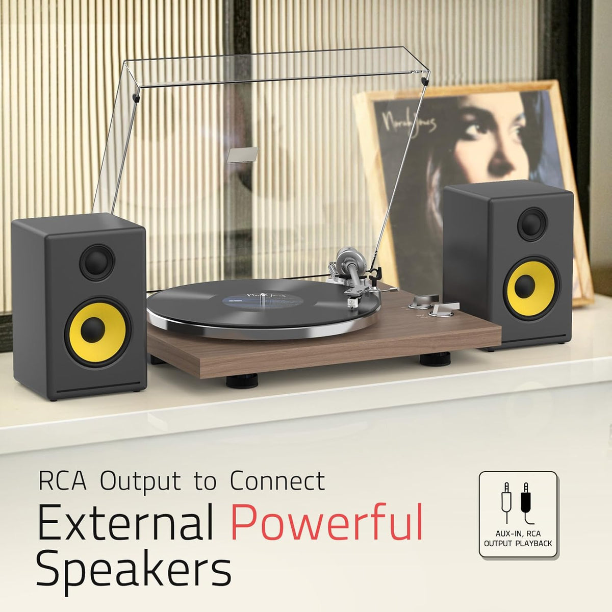Turntables Record Player with Wireless Output Connectivity Vinyl Player Belt-Drive Support 33 45 RPM Speed Phono Line USB Digital to PC Recording with Advanced MM Cartridge ATN3600L Light Brown