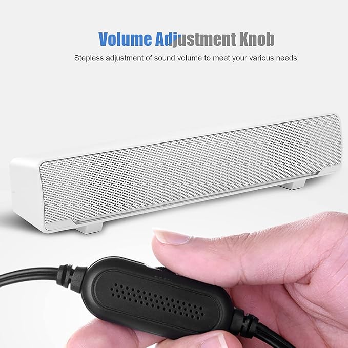 USB Wired Stereo Sod Music Player Computer Speakers for Desktop Laptop Smartphone(White)