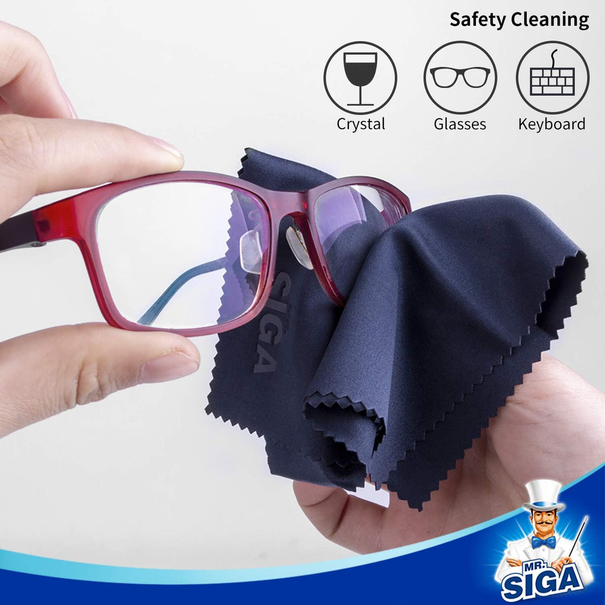 6 Pack, 6 7 inches (15 18 cm) MR.SIGA Premium Microfiber Cleaning Cloths for Lens, Eyeglasses, Screens, Tablets