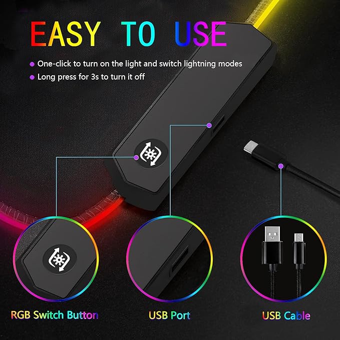 RGB Gaming Mouse Pad Large Mousepad with Led Light Gaming Accessories Keyboard Pad for Desk Non-Slip Rubber Base Big Mouse Mat for Gamer 31.5 X 11.8 Inch Japanese Streets