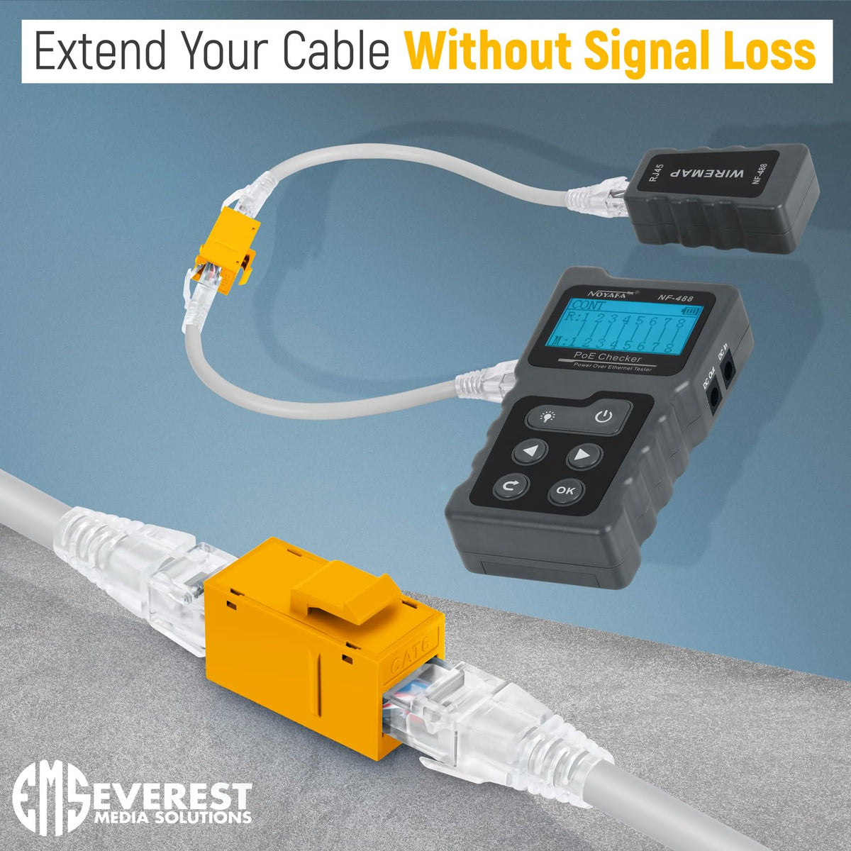 Everest 24-Pack Yellow Cat6 RJ45 Keystone Coupler - Female to Female Cat6 Keystone Jacks - Ethernet Couplers - Ethernet Cable Extender