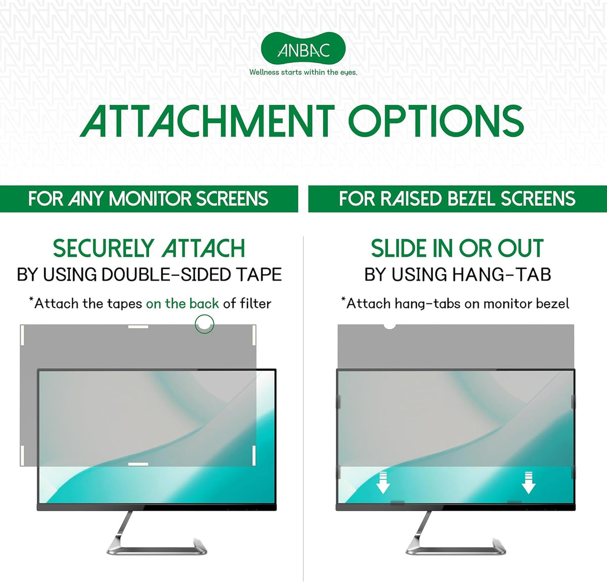 26 Inch Desktop Privacy Screen Shield for 16:10 Wide Monitor - Anti Glare Computer Privacy Screen Cover | Blue Light Blocking Screen Protector | Scratch Resistant UV Filter | Attachment Type