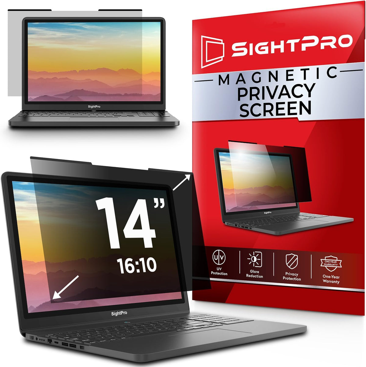 Magnetic Laptop Privacy Screen 14 Inch 16:10 - Removable Computer Privacy Filter Shield and Protector