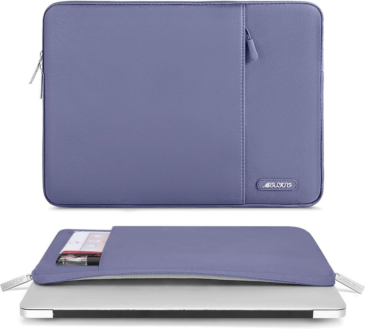 MOSISO Laptop Case 14 inch, 14 inch Laptop Sleeve Compatible with HP Lenovo Dell ASUS Acer, HP Stream, Dell Latitude, Lenovo IdeaPad, Polyester Vertical Computer Sleeve Bag with Pocket, Lavender Gray