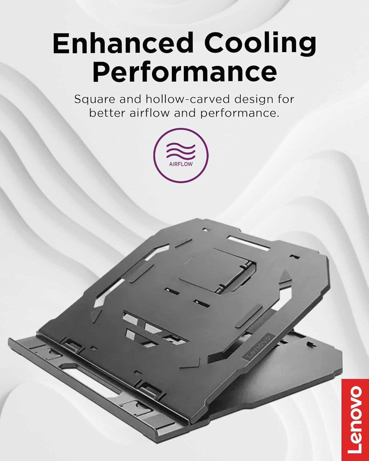Lenovo 2-in-1 Laptop Stand - Adjustable, Portable, Foldable, Ergonomic, Non-Slip, Compatible with Laptops up to 15" and Cell Phones, Ideal for Travel