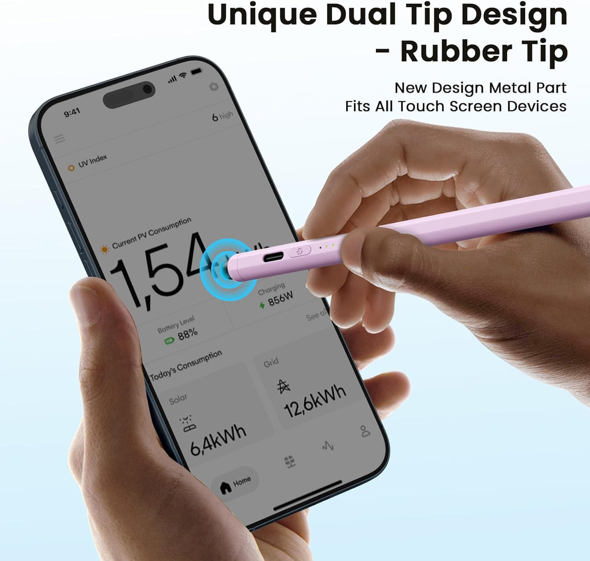 Stylus Pen for iPad(2025-2018),13 mins Fast Charge Pencil with Tilt Sensitivity and Palm Rejection for iPad A16/10/9/8/7/6,Air 13"/11"/M3/M2/5/4/3,Pro 11"/13"/12.9"/M4/M2/M1,Mini 7/6/5,Lilac