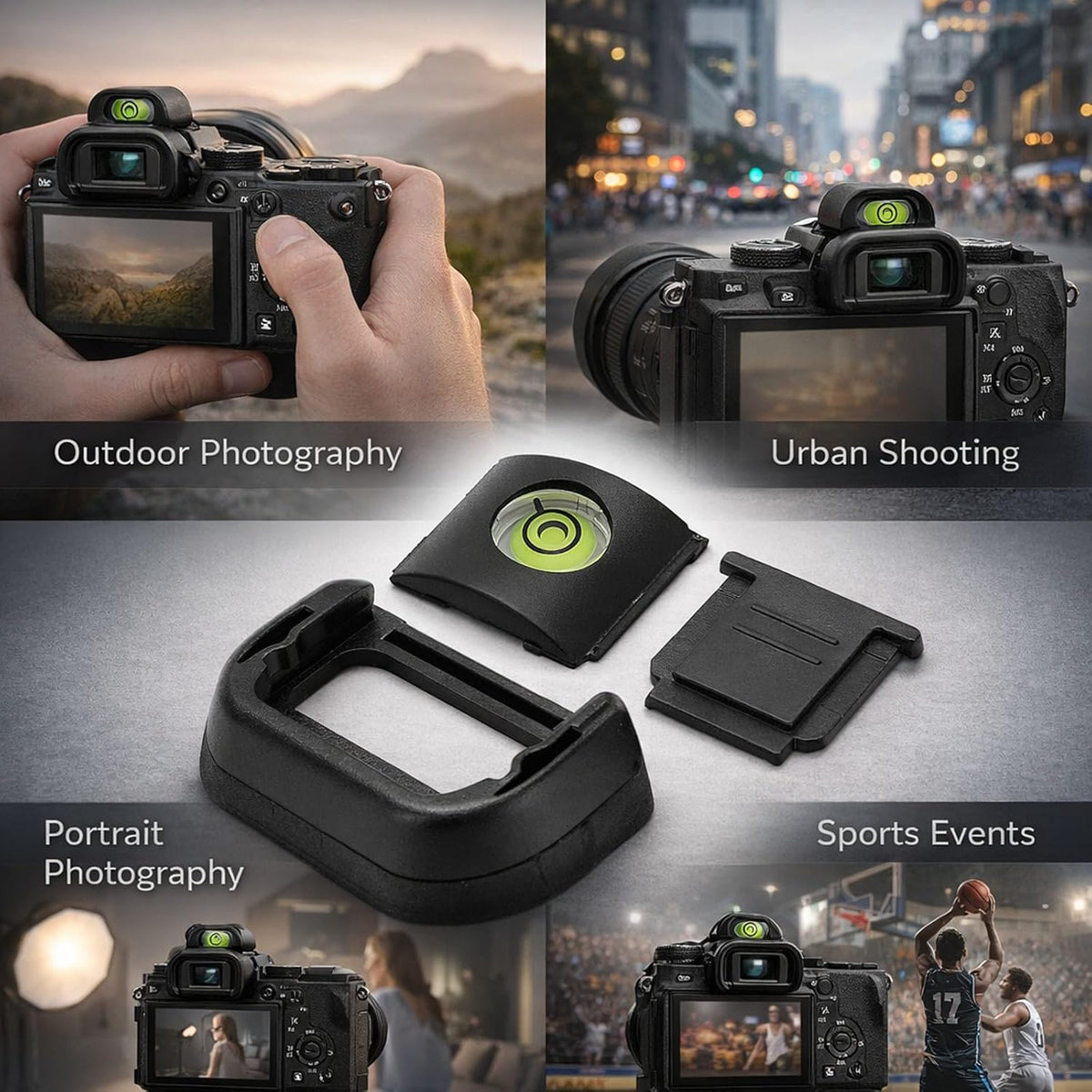 A6600 A6500 A6400 Viewfinder Eyecup Kit, Plastic and Rubber, Black for - Protects Eyepiece, Includes Spirit Level