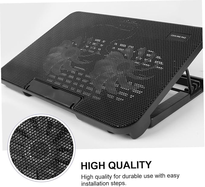 Portable Laptop Cooler with USB Powered Fans Durable Notebook Cooling Mat for Efficient Heat Dissipation Black Color Easy to Install Cooling Stand