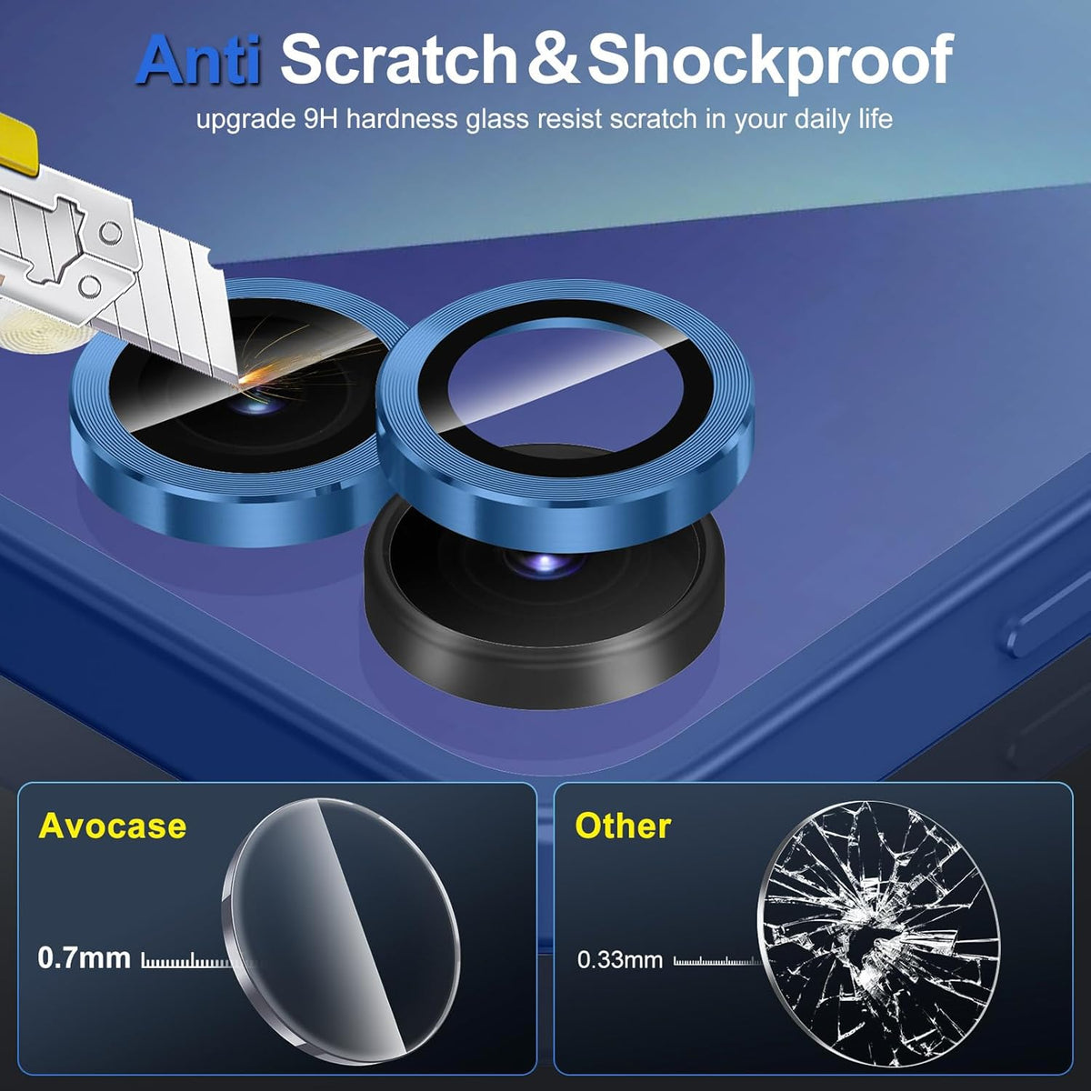 for Samsung Galaxy Z Flip 7 Camera Lens Protector, Individual Metal Ring Tempered Glass Lens Cover, [Strong Adsorption] Scratch Resistant Ultra-Thin HD Clear Lens Cover, 1 Set-Blue Shadow
