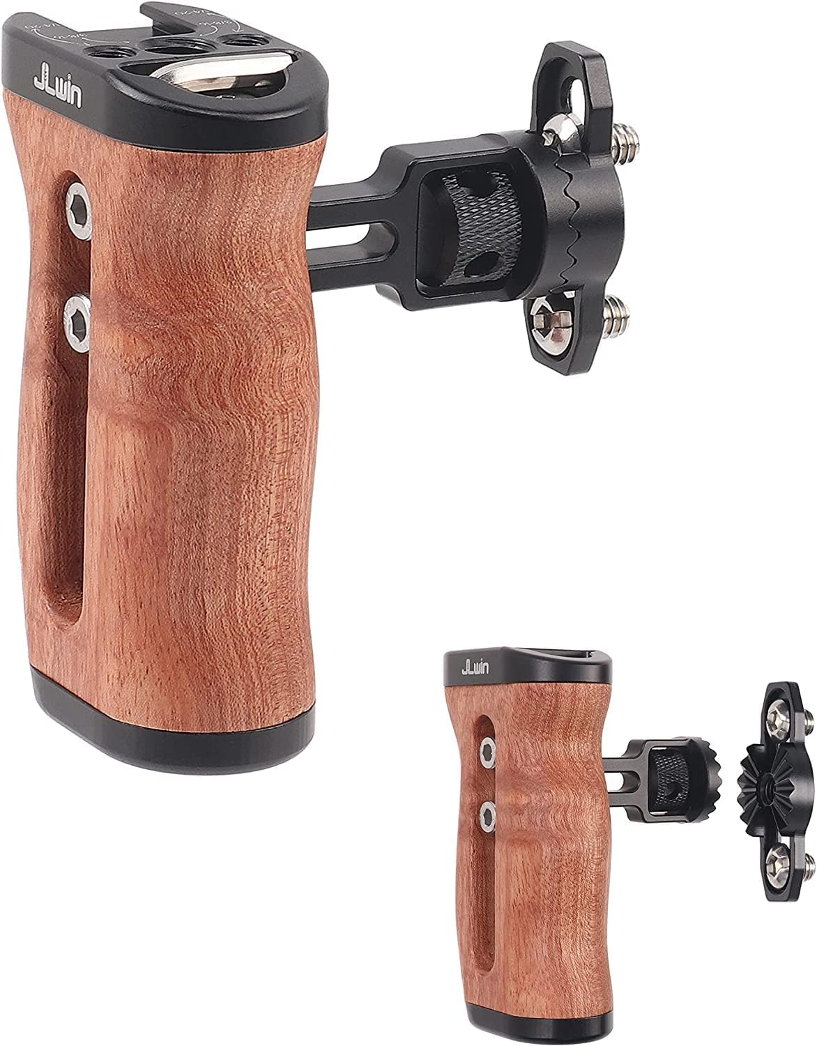 Hersmay 1/4"-20 Wooden Side Handle Quick Release Camera Hand Grip with Screws Stabilizer with ARRI-Style Mount Screw