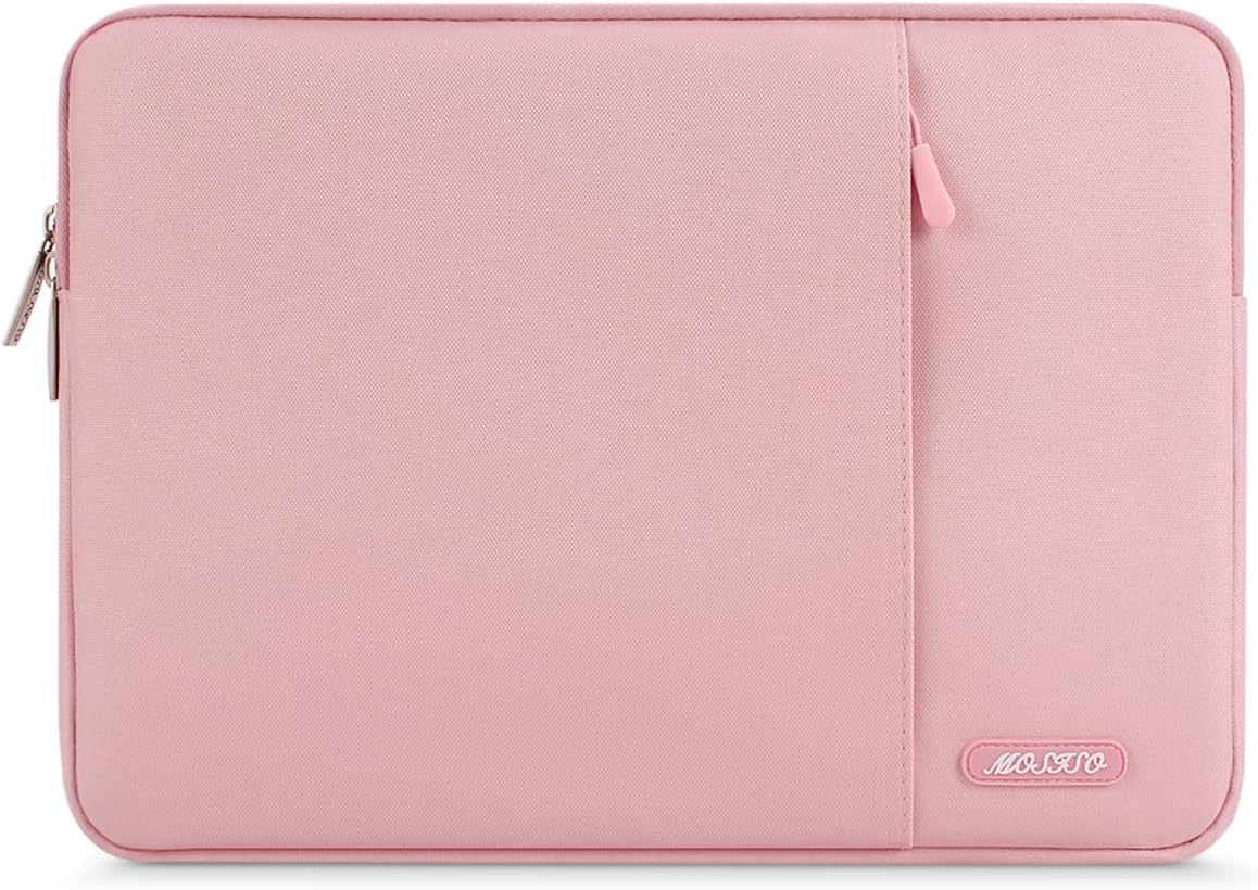 MOSISO Laptop Case 14 inch, 14 inch Laptop Sleeve Compatible with HP Lenovo Dell ASUS Acer, HP Stream, Dell Latitude, Lenovo IdeaPad, Polyester Vertical Computer Sleeve Bag with Pocket, Pink