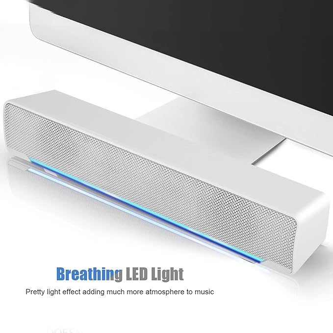 USB Wired Stereo Sod Music Player Computer Speakers for Desktop Laptop Smartphone(White)
