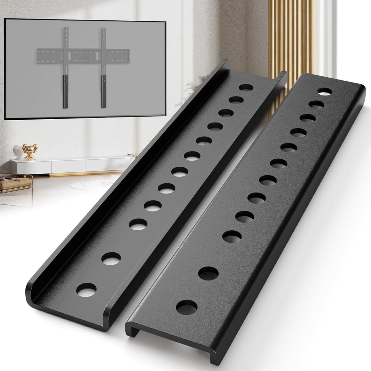 HEIWUKONG 2PCS,Black TV Mount Extension Bracket, Vertical VESA Mount Extender Fits TV Ceiling Mounts, Compatible