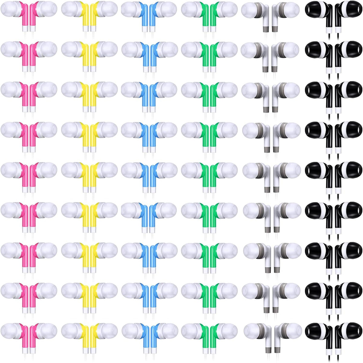 60 Pack 6 3.5mm Konohan Wired Earbuds Bulk Assorted Colors Classroom Headphones with Jack Individually Bagged in-Ear