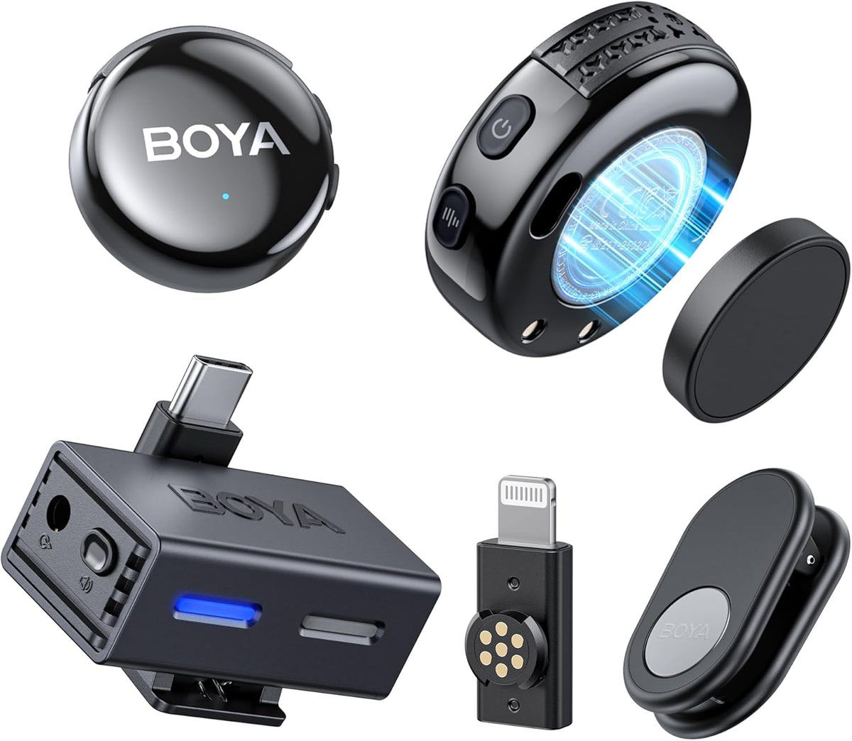 BOYA BOYALINK 3 Wireless Lavalier Microphone for iPhone/Android/Camera/PC/Tablets,AI Noise Cancellation, 48kHz/24Bit Studio Sound,APP Control, 984ft 6h Battery for Vlogging Interview(No Charging Case)