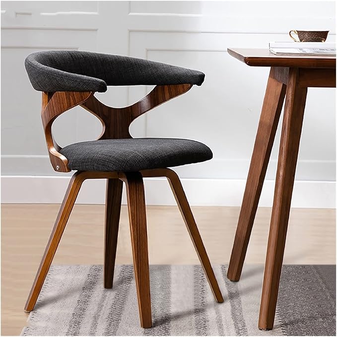 Adjustable Office Computer Chair with Armrest Solid Wood Dining Chair Computer Study Cffice Chair Restaurant Dining Chair(Walnut Grey)