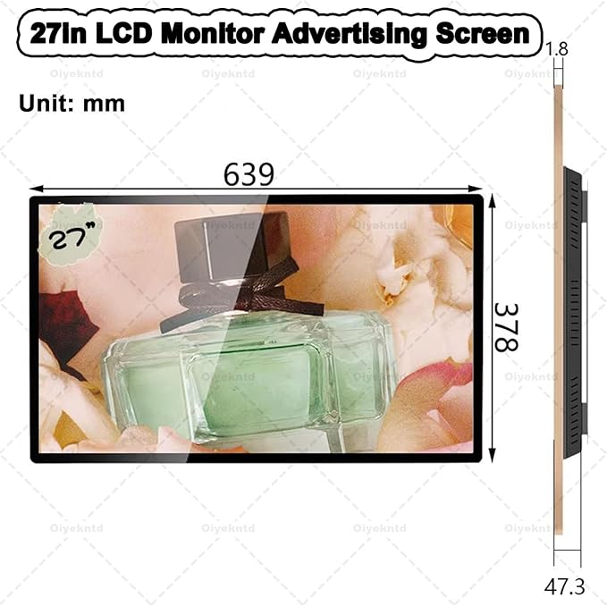 Outdoor Digital Signage Displays Wall Mount Commercial Digital LCD Billboard IP65 Waterproof for Restaurant/Bar/Food Truck/Store Remote Release/USB Release 27in