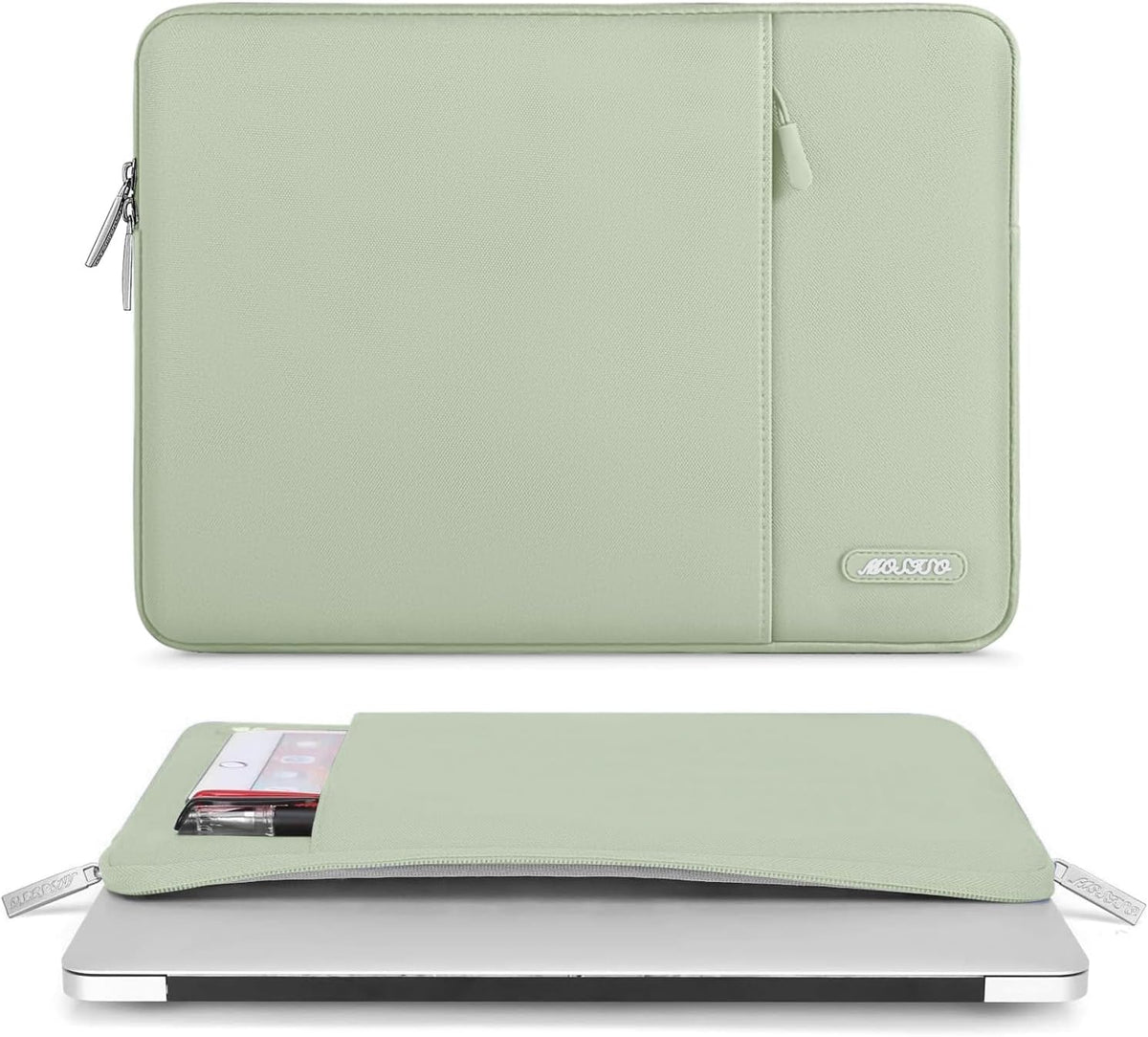 MOSISO Laptop Case 14 inch, 14 inch Laptop Sleeve Compatible with HP Lenovo Dell ASUS Acer, HP Stream, Dell Latitude, Lenovo IdeaPad, Polyester Vertical Computer Sleeve Bag with Pocket, Sage Green