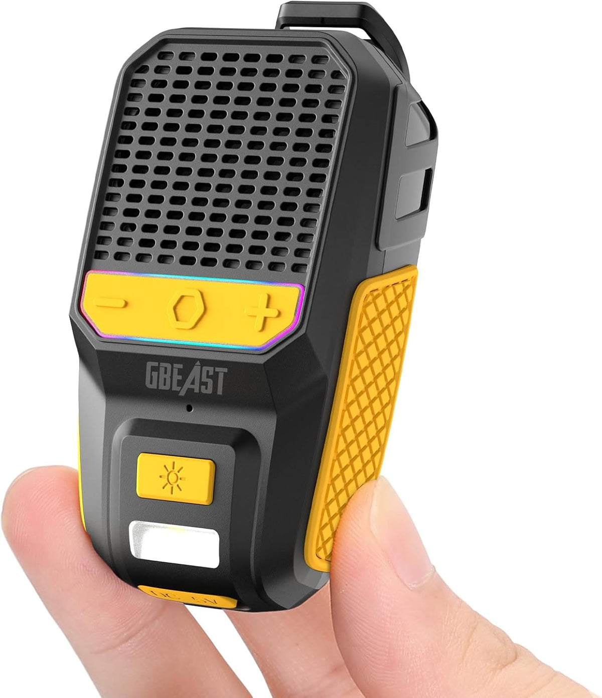 GBEAST Wearable Bluetooth Speaker, Clip-On Mini Portable Speakers All Day Playtime Waterproof Built-in Mic for Hands-Free Music/Calls Bluetooth Speaker with RGB/Flashlight for Jobsite/Outdoor/Golf