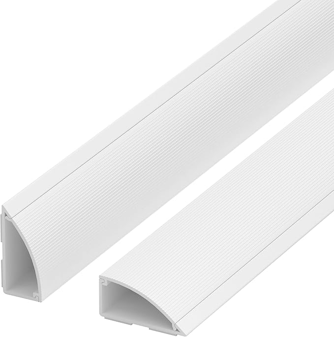 ZhiYo 68in Corner Cable Hider, Floor Cord Cover for 3-5 Cords, White