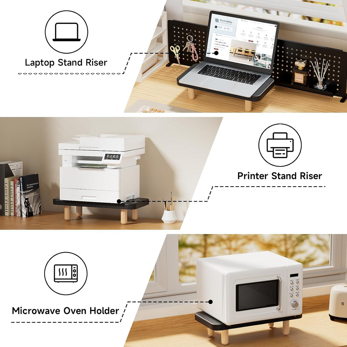16Inch Single Monitor Stand Riser, Wood Desk Organizer with Monitor Stand & Storage Computer Monitor and Laptop Riser