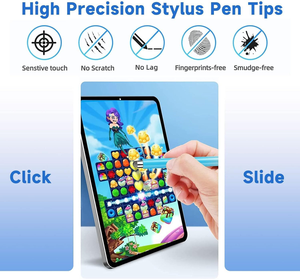 Mesh Fiber Stylus Pen Replacement Tips (20 Pcs) for Capacitive Touch Screen, High Sensitivity, Soft, No Scratch, Slow wear, Smartphone,Tablet Stylus Fibre Nibs