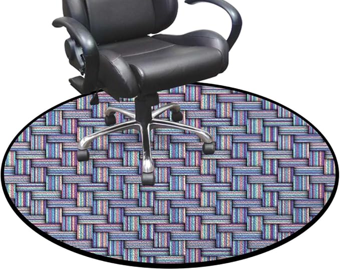 Pink Purple Grey Chair Mat Office Protector for Hardwood Floors Anti-Slip Floor Protection Mat Multi-Purpose Chair Carpet for Desk Fractal Geometric Linked Graphic Diameter 43.3 in