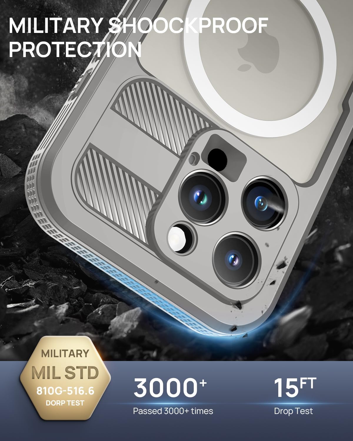 Lanhiem Magnetic for iPhone 16 Pro Max Case, IP68 Waterproof Dustproof Case, [Compatible with Magsafe] [Built-in Screen Protector] Full Body Heavy Duty Rugged Phone Cover 6.9 inch, Natural