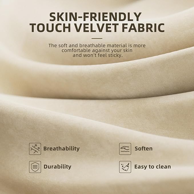 Ferghana Velvet Fabric Gaming Chair High Back Ergonomic Gamer Chair for Adult Comfortable Video Game Chair with Footrest and Massage Lumbar Cushion Racing Reclining Office Computer Desk Chair Beige