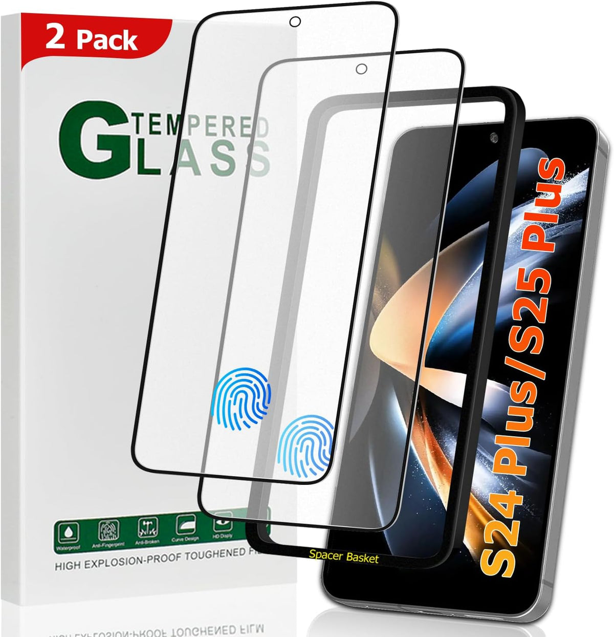 2 Pack Galaxy S24 Plus/S25 Plus Matte Screen Protector,9H Hardness Tempered Glass,Anti-Glare,Anti-Scratch,Smooth and Responsive Absolute,High Definition,Fingerprint Unlock, With Installation Frame