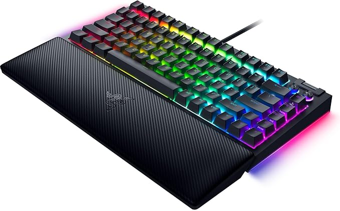 Razer BlackWidow V4 75% Mechanical Gaming Keyboard: Hot-Swappable Design - Compact &amp Durable - Orange Tactile Switches - Chroma RGB - MF Roller &amp Media Keys - Comfortable Wrist Rest - Black